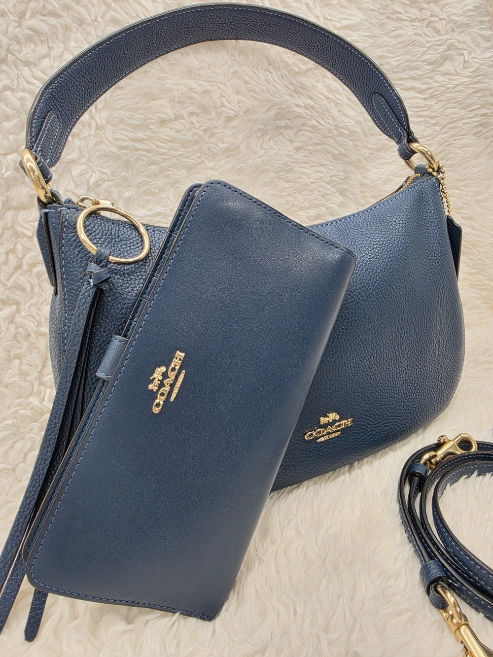 Coach Dark Teal Leather Sutton Bag & Matching Wallet Set